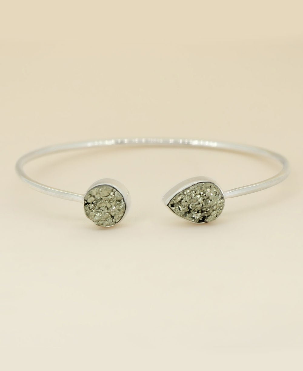 Pyrite Druzy Silver Bracelet