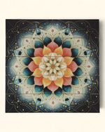 Coral Teal Lotus Mandala Panel