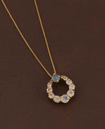 Rainbow Moonstone Circle Necklace