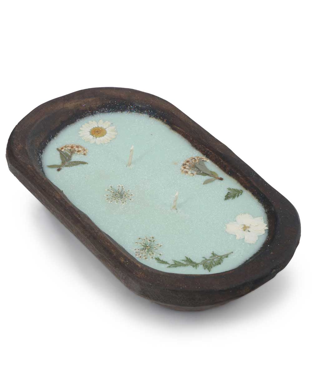 Sea Green Floral Pressed Candle