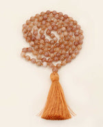 Peach Moonstone Knotted Mala