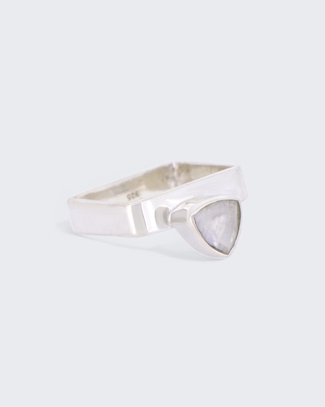 Engraved Moonstone Square Ring