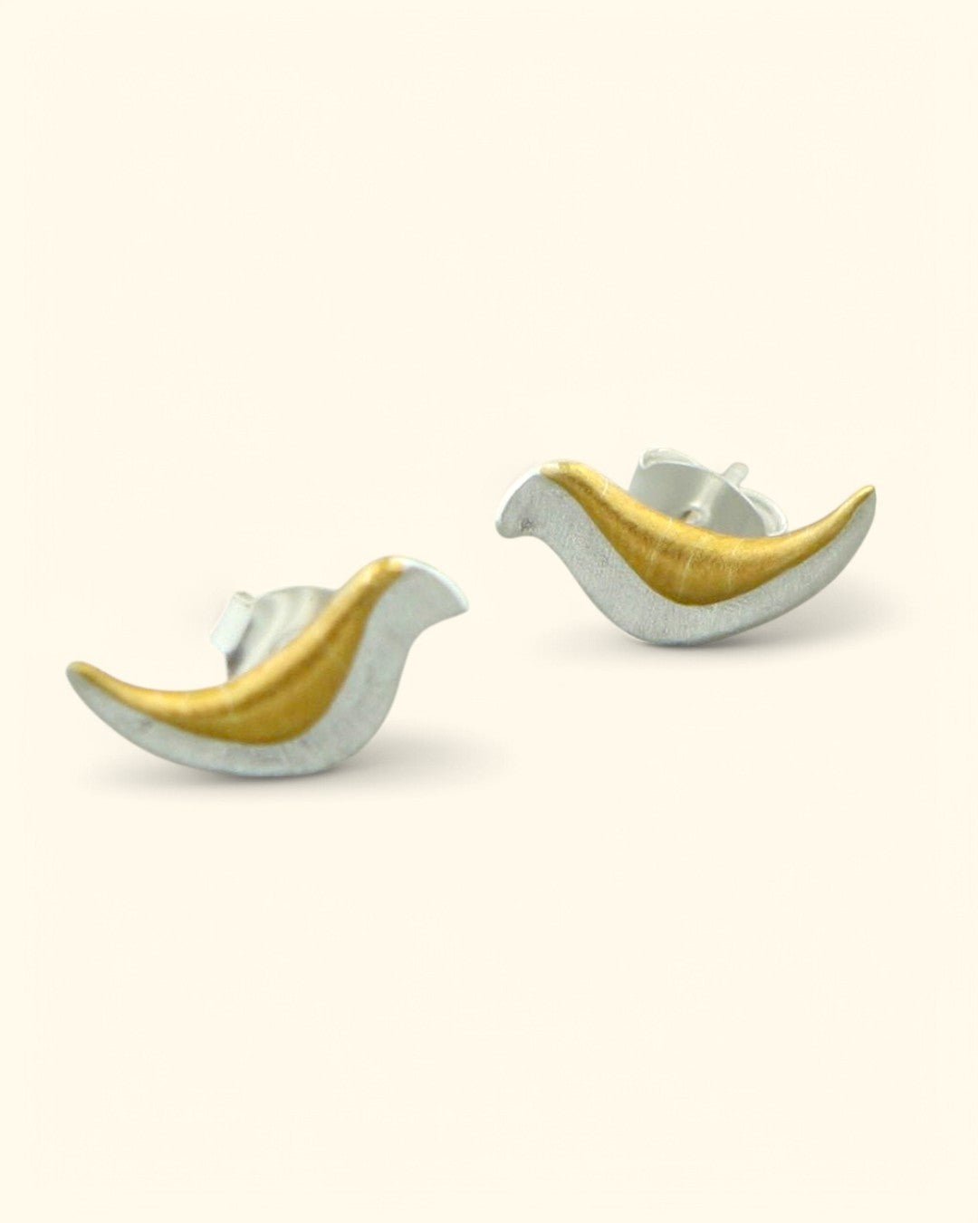 Golden Silver Bird Earrings
