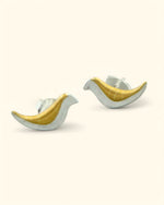 Golden Silver Bird Earrings