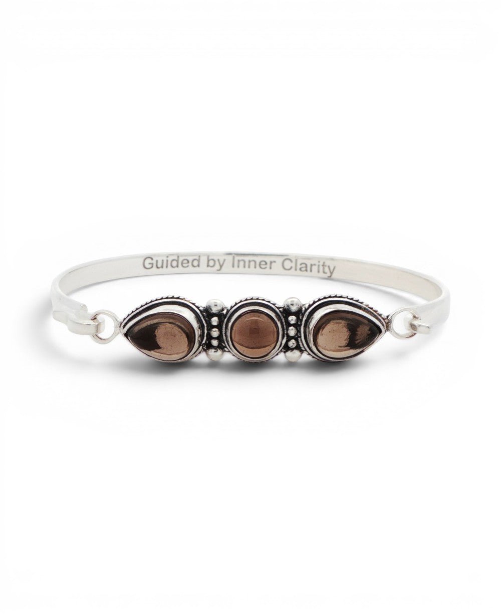Smoky Quartz Affirmation Bracelet Silver