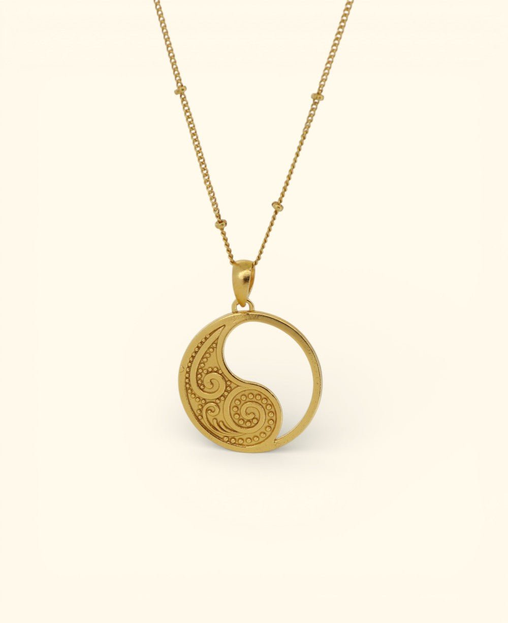 Gold Spiral Yin Yang Necklace