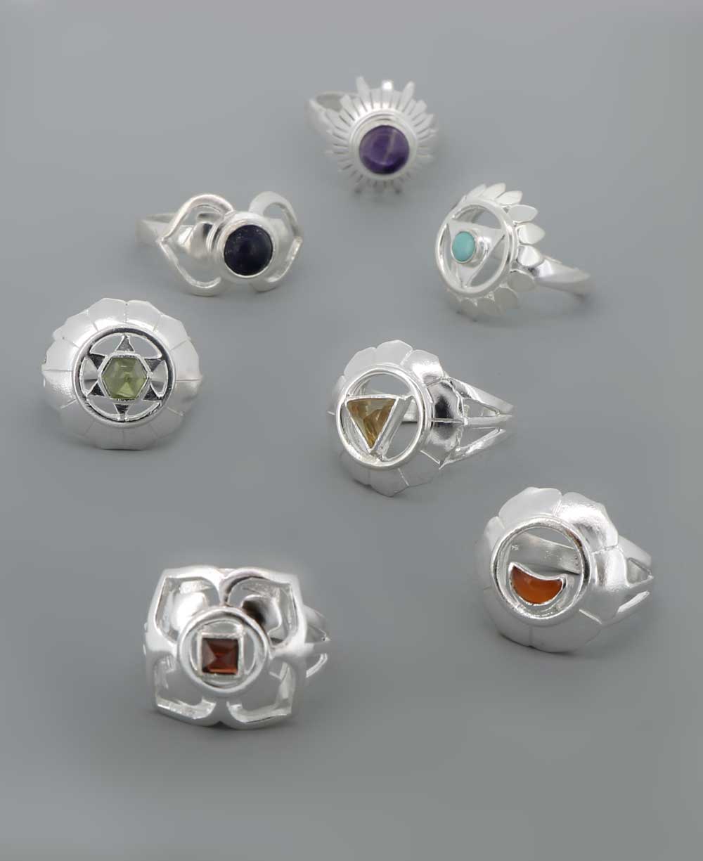 Sterling Silver Chakra Gemstone Ring