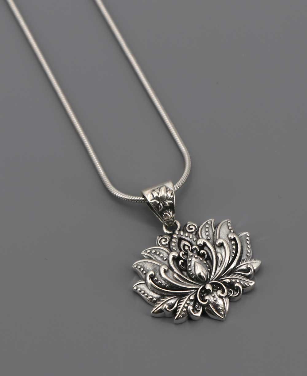 Sterling Silver Lotus Necklace