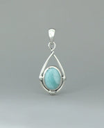 Sterling Silver Larimar Oval Pendant