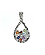 Rainbow Chakra Teardrop Silver Pendant