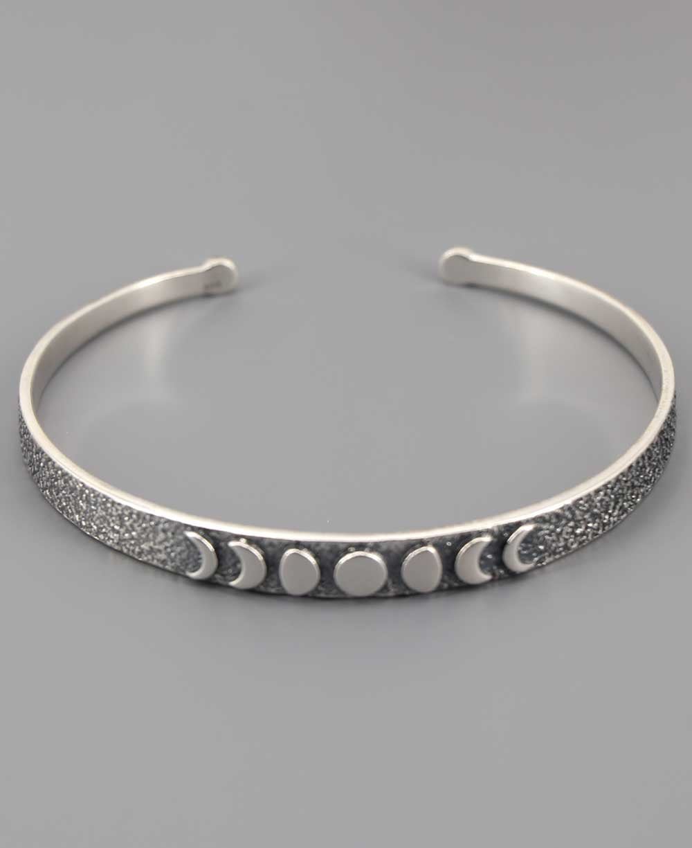 Silver Moon Phase Cuff Bracelet