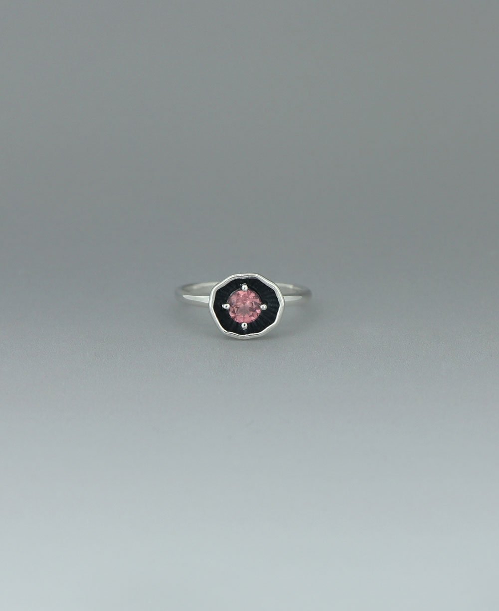 Pink Tourmaline Silver Ring