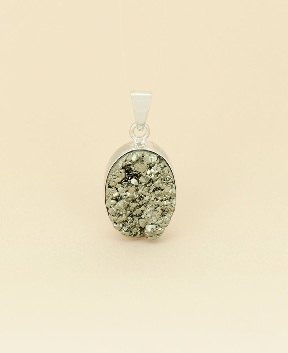 Pyrite Cluster Silver Pendant