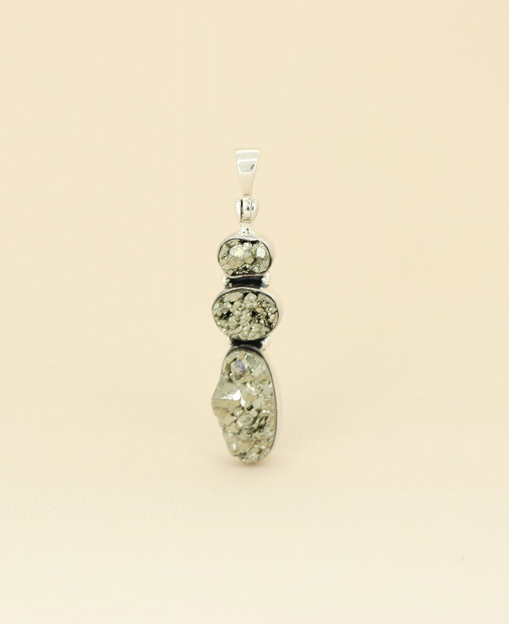 Sterling Silver Pyrite Cluster Pendant