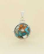 Turquoise Spiny Oyster Wheel Pendant