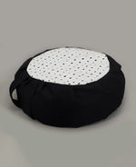 White Eyelet Black Zafu Cushion