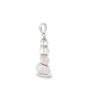 Rainbow Moonstone Cairn Pendant – Stacked Gemstones with Sterling Silver - Pendants