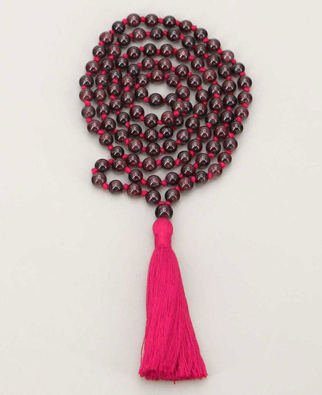 Red Garnet 108 Beads Meditation Mala, Knotted - Prayer Beads