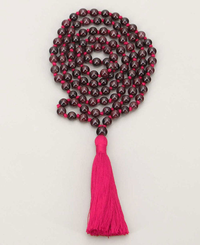 Red Garnet 108 Beads Meditation Mala, Knotted - Prayer Beads