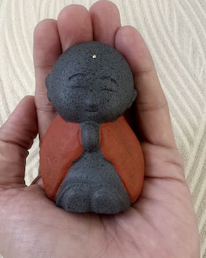 Red Jizo Metal Statue – 3 - Inch Japanese Bodhisattva Figurine for Protection - Sculptures & Statues