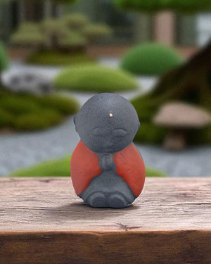 Red Jizo Metal Statue – 3 - Inch Japanese Bodhisattva Figurine for Protection - Sculptures & Statues