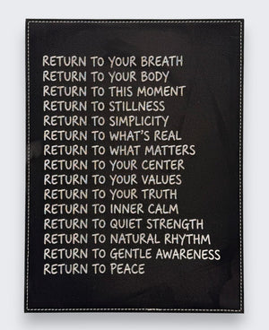 “Return To” Wall Plaque – Inspirational Vegan Leather Hanging (12x9") - Posters, Prints, & Visual Artwork