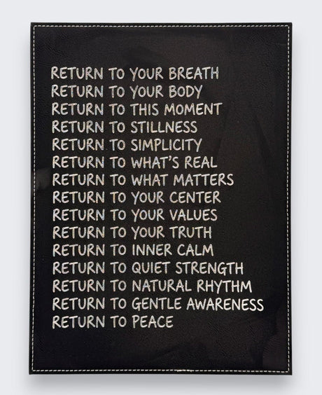 “Return To” Wall Plaque – Inspirational Vegan Leather Hanging (12x9") - Posters, Prints, & Visual Artwork