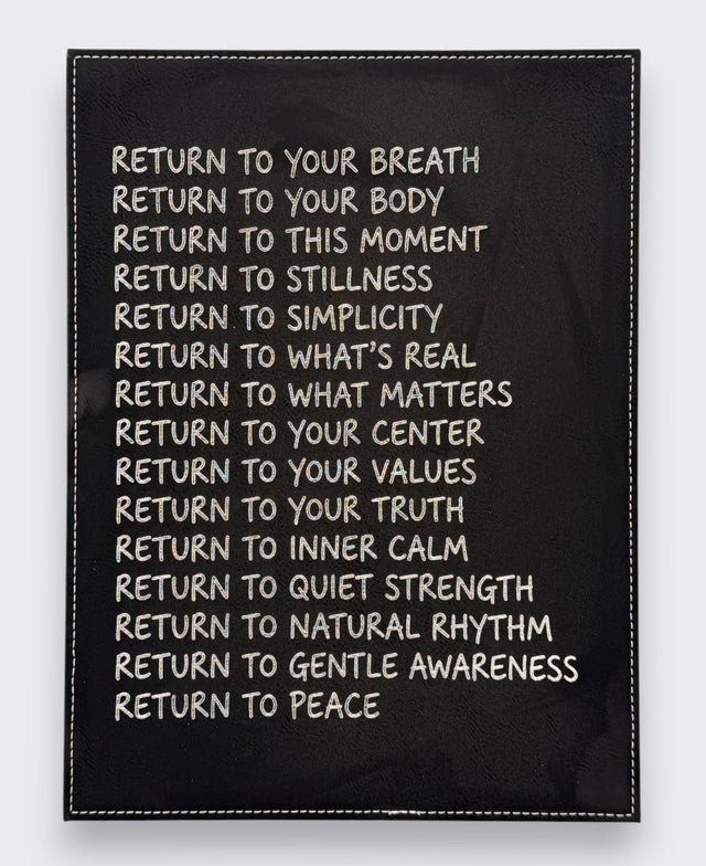 “Return To” Wall Plaque – Inspirational Vegan Leather Hanging (12x9") - Posters, Prints, & Visual Artwork