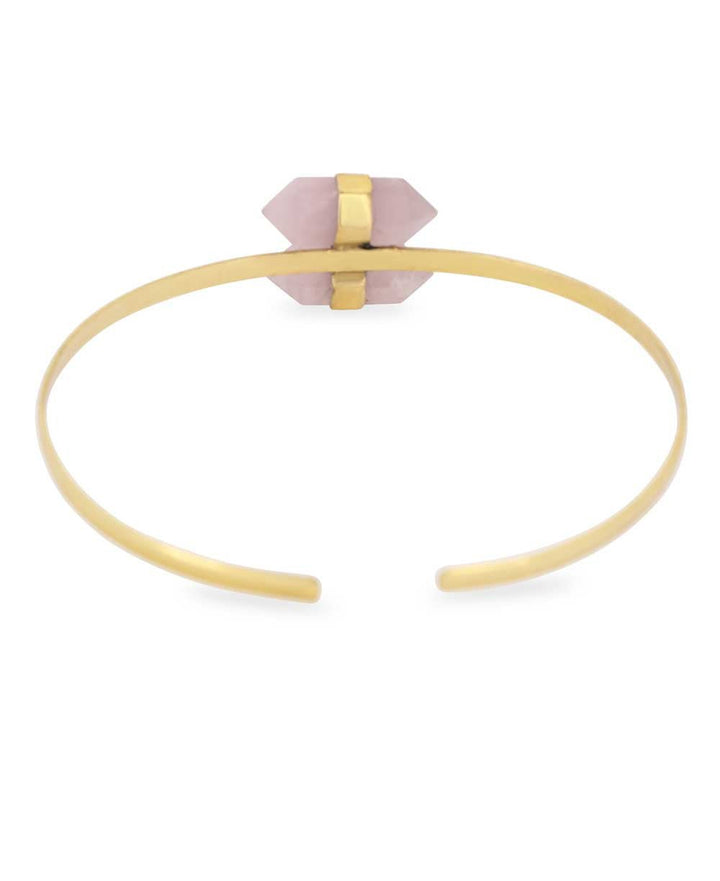 Rose Quartz Point Adjustable Cuff Bracelet - Bracelets