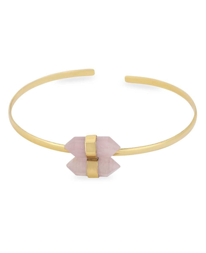 Rose Quartz Point Adjustable Cuff Bracelet - Bracelets