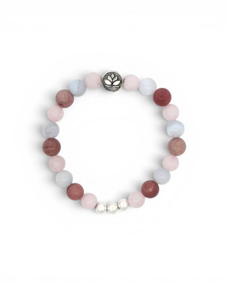 Rose Quartz & Rhodochrosite Lotus Bracelet - Bracelet