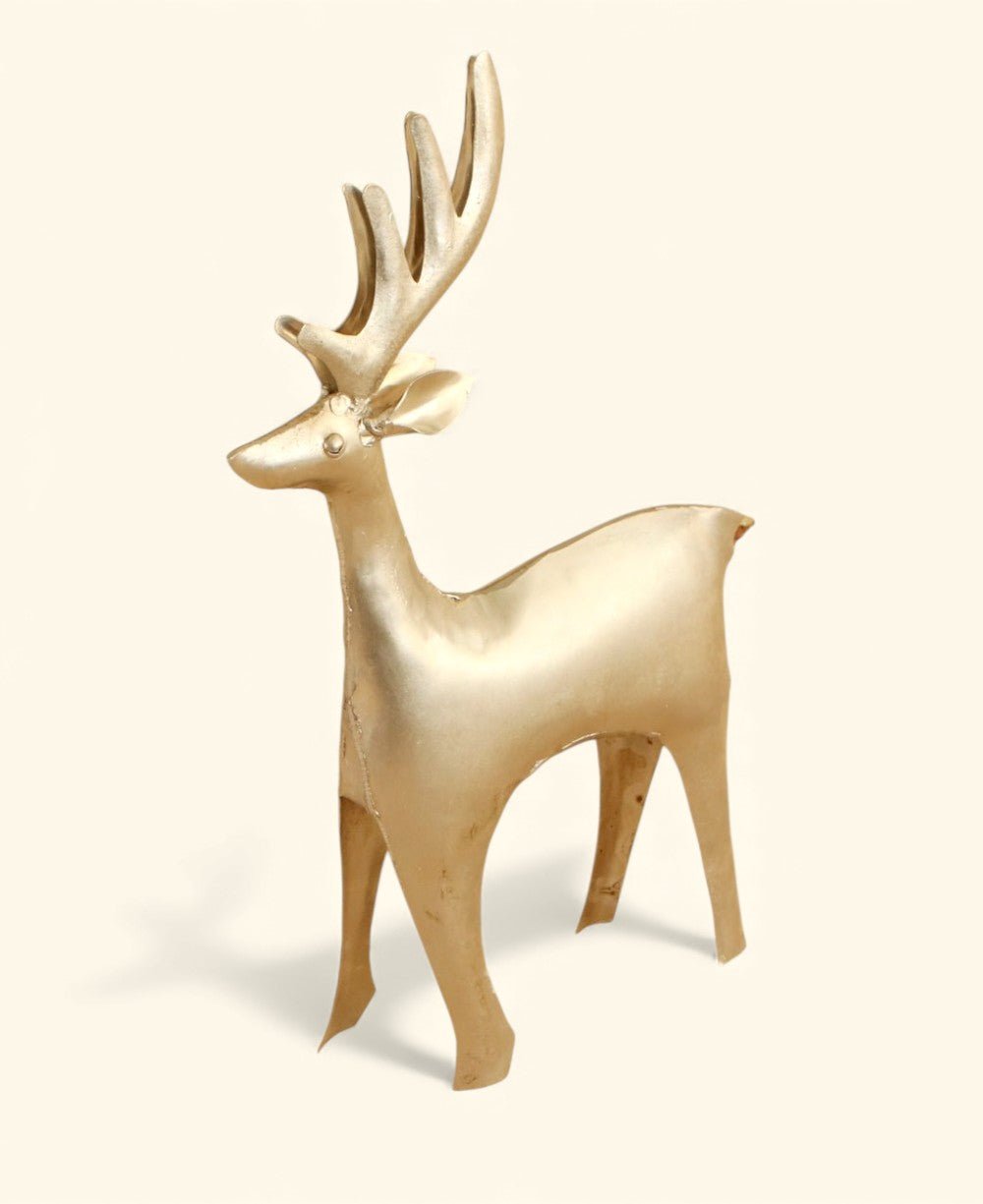 Rustic Finish Hand - Crafted Wrought Iron Reindeer - Accents