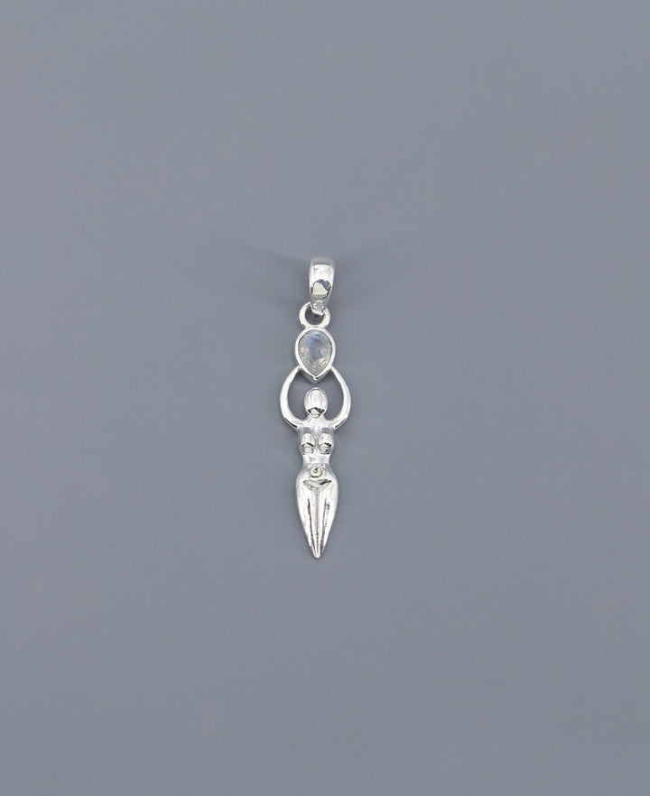 Sacred Feminine Goddess Pendant in Sterling Silver With Moonstone - Pendants