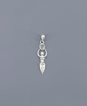 Sacred Feminine Goddess Pendant in Sterling Silver With Moonstone