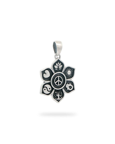 Sacred Intention Symbol Pendant – Sterling Silver Flower with Peace, Yin Yang, Hamsa & More - Charms & Pendants