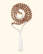 Sandalwood and White Moonstone 108 Beads Meditation Mala, Knotted - 