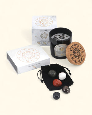 Scorpio Zodiac Candle & Crystal Tumblestone Set - Candles