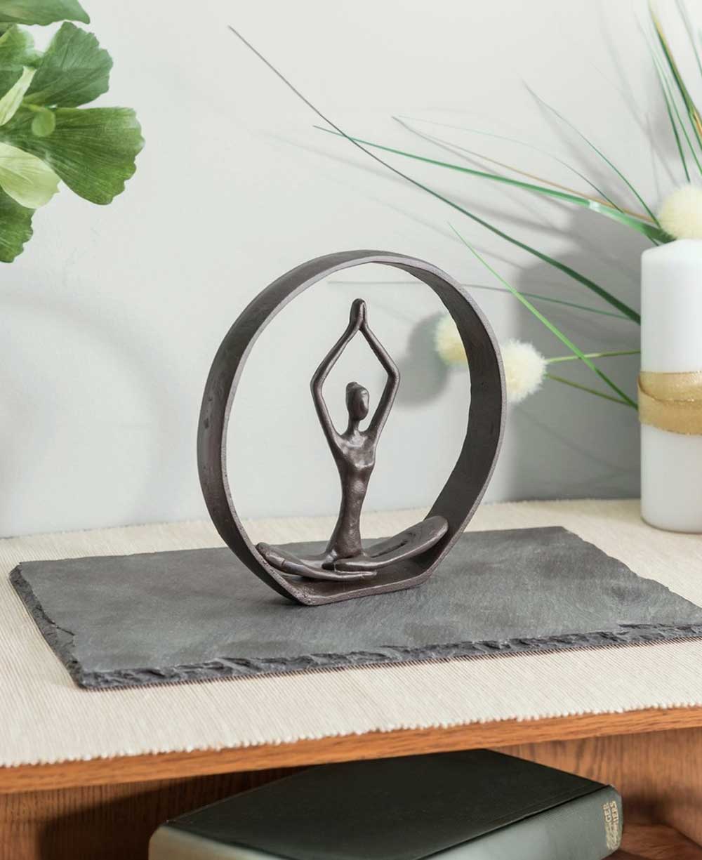 Seated Mountain Pose Yoga Iron Compact Sculpture - Sculptures & Statues