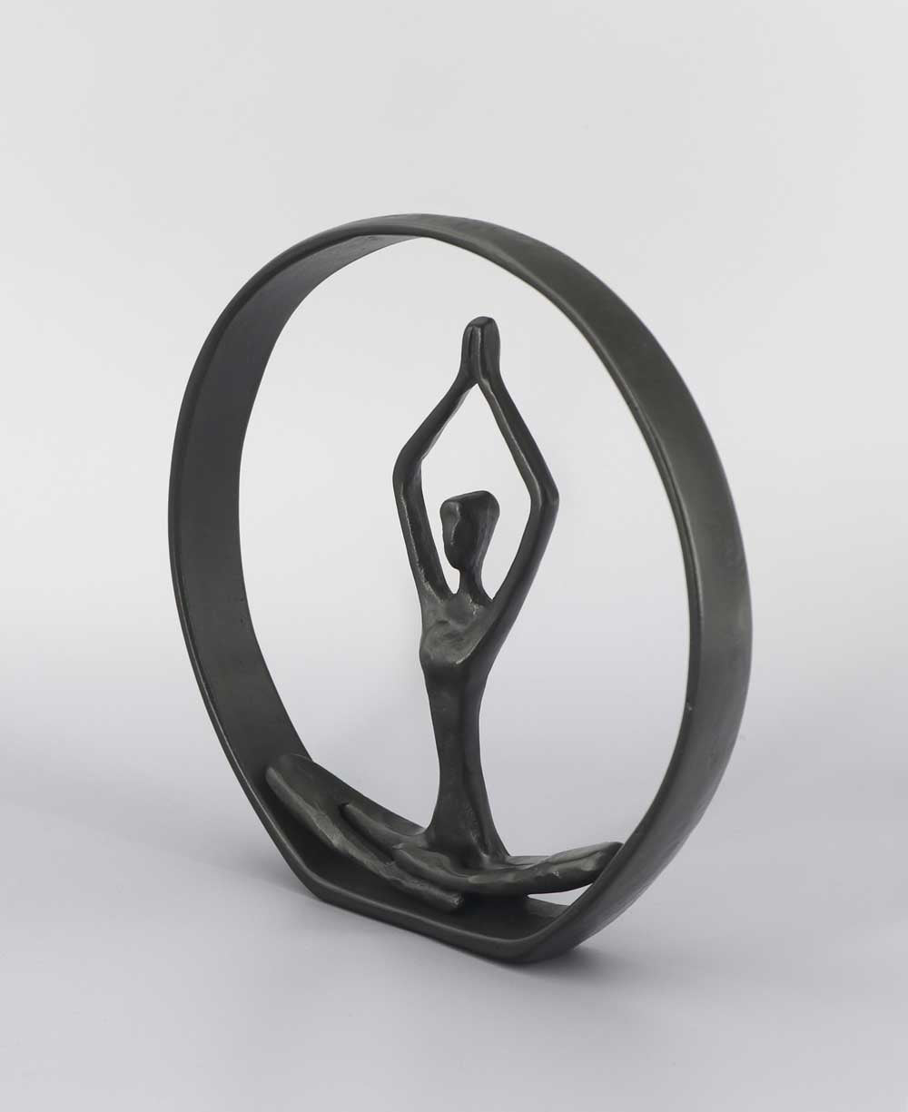 Seated Mountain Pose Yoga Iron Compact Sculpture - Sculptures & Statues