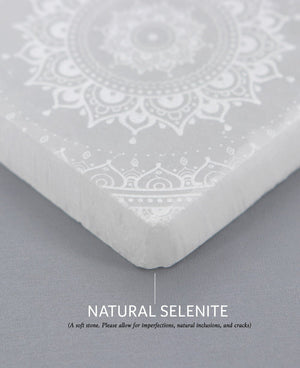 Selenite Energy Cleansing Plate with Mandala Design - New