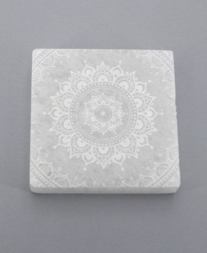 Selenite Energy Cleansing Plate with Mandala Design - New