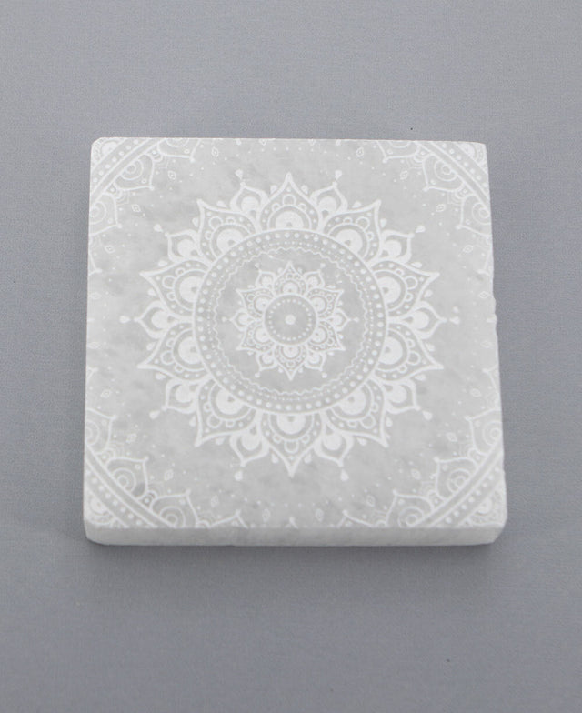 Selenite Energy Cleansing Plate with Mandala Design - New