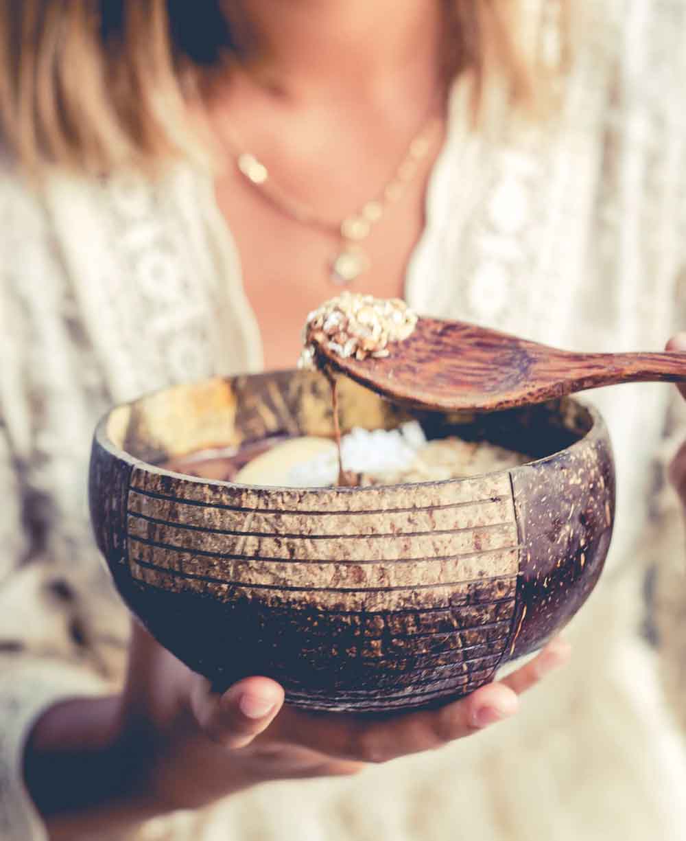 Set of 2 Coconut Bowls & Wooden Spoons Combo - Bowls