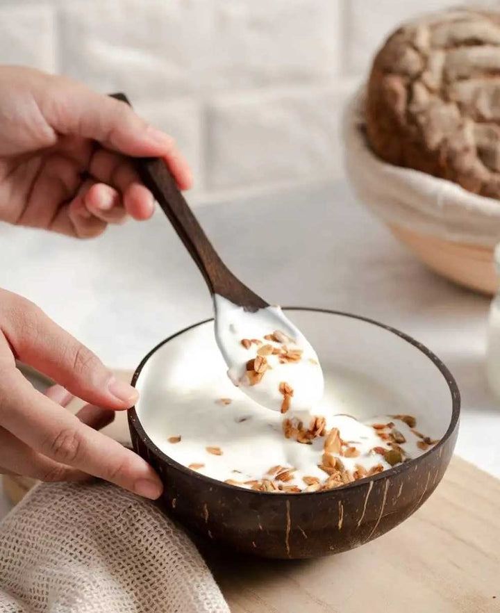 Set of 2 Coconut Bowls & Wooden Spoons Combo - Bowls