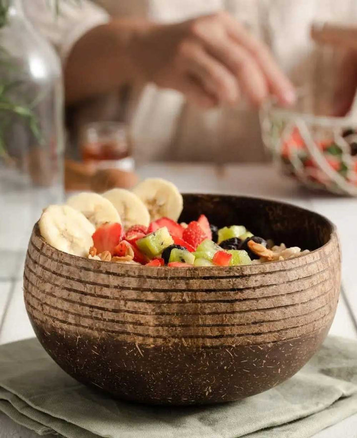 Set of 2 Coconut Bowls & Wooden Spoons Combo - Bowls