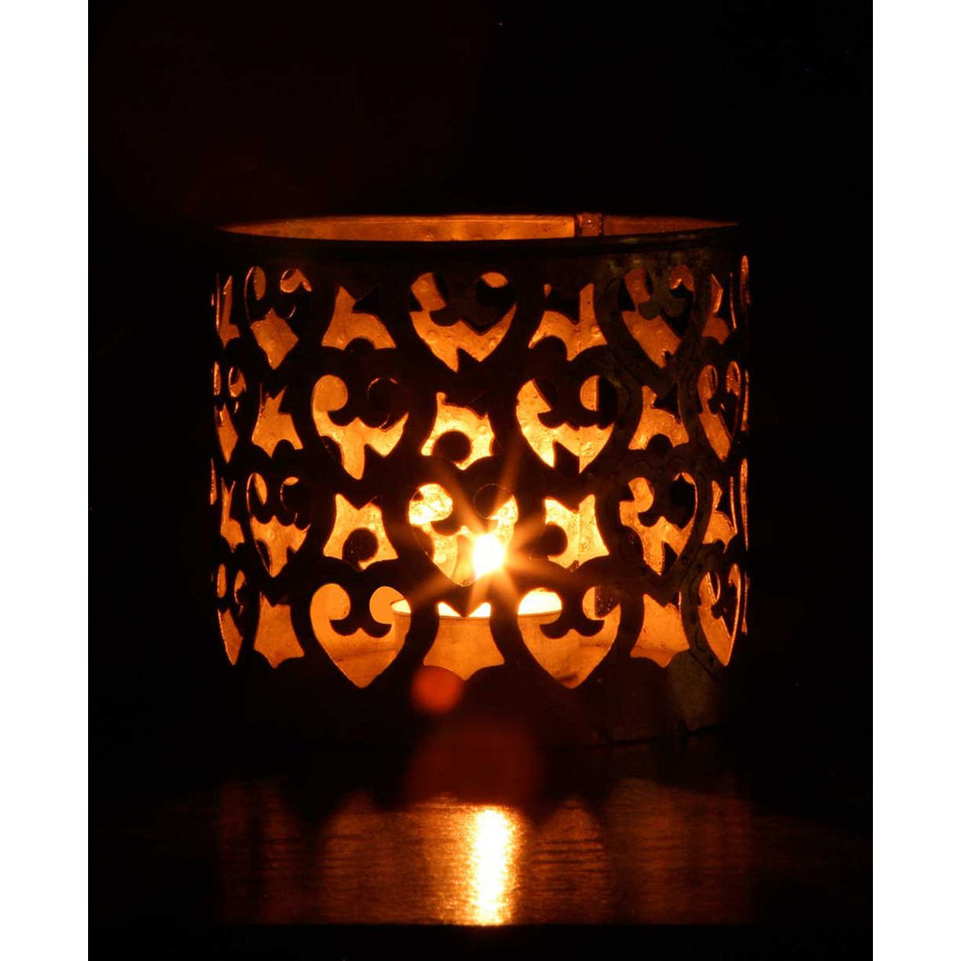 Set of 2 Heart Candle Holders – Wrought Iron - 