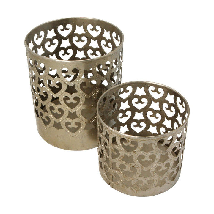 Set of 2 Heart Candle Holders – Wrought Iron - 