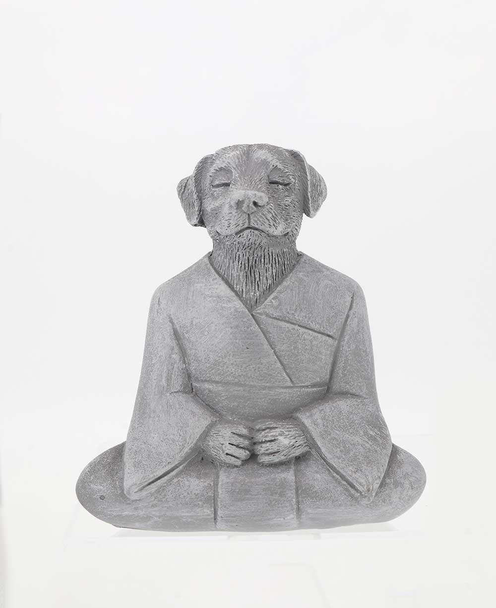 Set of 2 Tranquil Resin Meditating Dog Statues - Sculptures & Statues