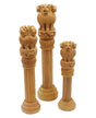 Set of 3 Hand Carved Ashoka Pillars Wood Sculptures - 