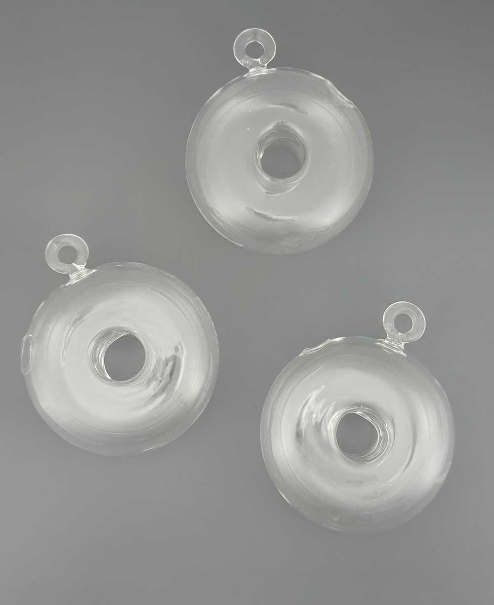 Set of 3 Hanging Glass Donut Vases - Vases